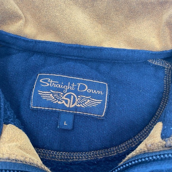 Straight Down Large Black 1/4 Zip Pullover Long Sleeve Cotton Blend Sweater - Picture 2 of 6